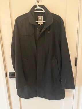 G-Star Men's Black Wool-Coat - XL